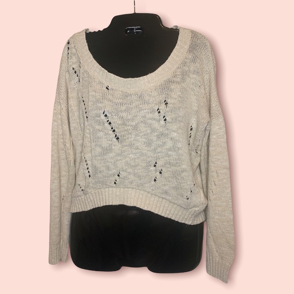 🛑SOLD🛑Cream Cropped Knit Sweater